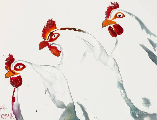 Animal Poster featuring the painting Duck Duck Rooster by Kasha Ritter