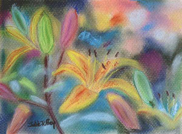 Pastel Poster featuring the pastel Early Arrival Lily by Julie Brugh Riffey