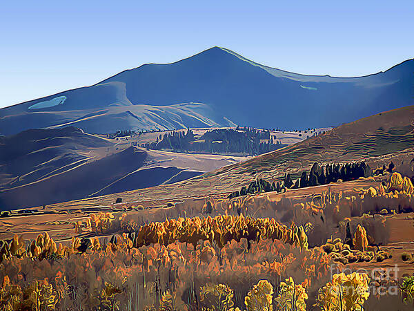 Eastern Sierra Nevada Range Poster featuring the digital art Eastern Sierra Nevada Autumn by Wernher Krutein