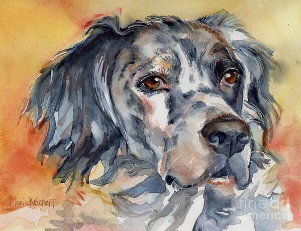 English Setter Poster featuring the painting English Setter Portrait by Maria Reichert