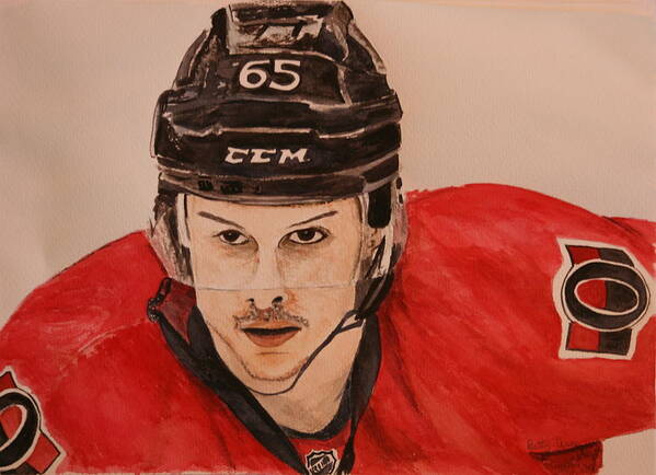 Hockey Poster featuring the painting Erik Karlsson by Betty-Anne McDonald
