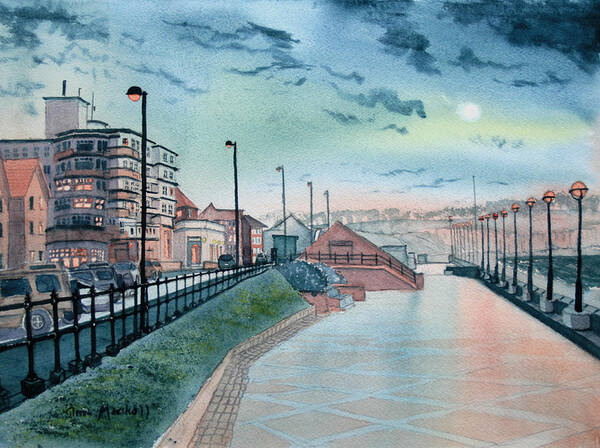 Glenn Marshall Artist Poster featuring the painting Expanse Hotel and South Promenade in Bridlington by Glenn Marshall