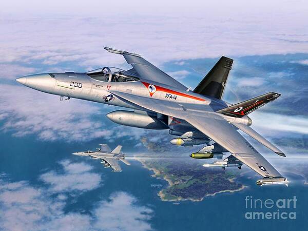 F-18 Poster featuring the digital art F-18E Super Hornet by Stu Shepherd