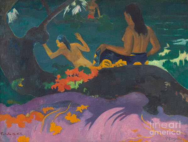 By The Sea Poster featuring the painting Fatata te Miti by Paul Gauguin