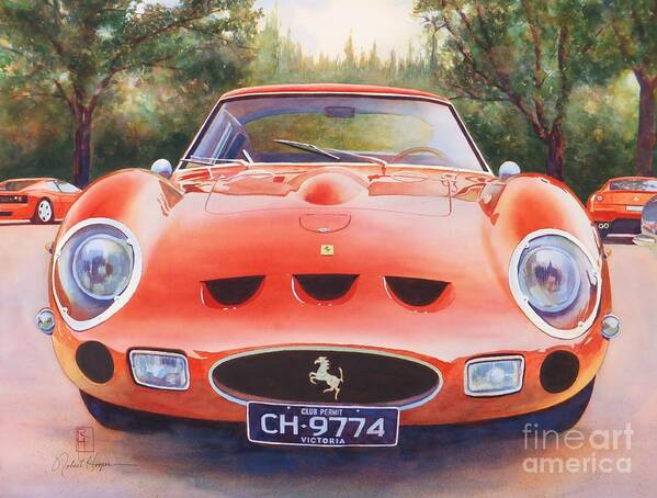 Watercolor Poster featuring the painting Ferrari 250 GTO by Robert Hooper