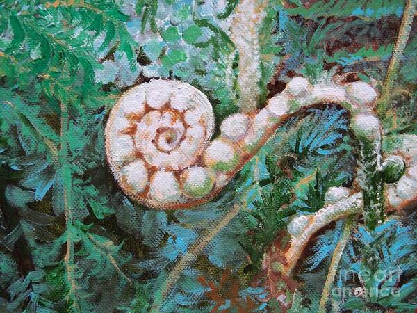 Fiddlehead Poster featuring the painting Fiddllehead Fern by Linda Markwardt