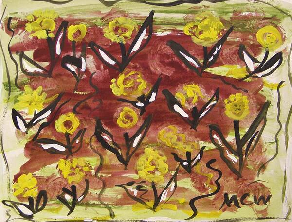 Acrylic Poster featuring the painting Field of Flowers by Mary Carol Williams