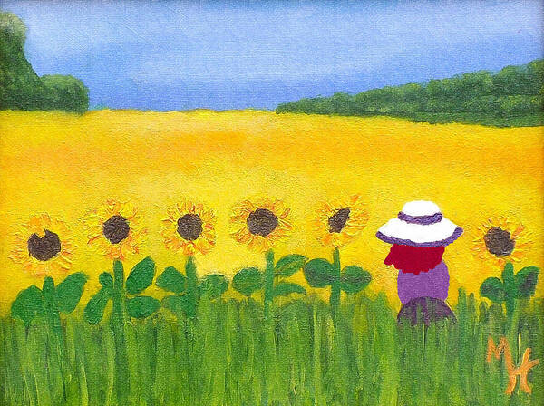 Sunflowers Poster featuring the painting Field of Gold by Margaret Harmon