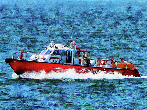 Firefightefire Engine Poster featuring the photograph Fire Rescue Boat by Susan Savad