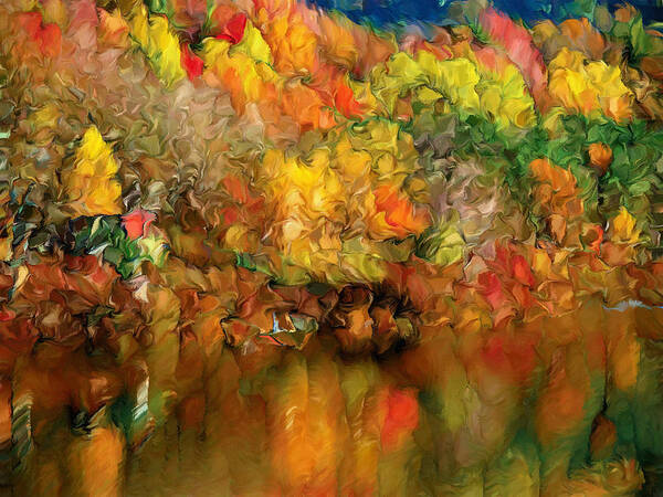 Abstract Poster featuring the painting Flaming Autumn Abstract by Georgiana Romanovna