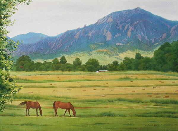 Watercolor Poster featuring the painting Flatirons from Jay Road Horse Farm by Daniel Dayley