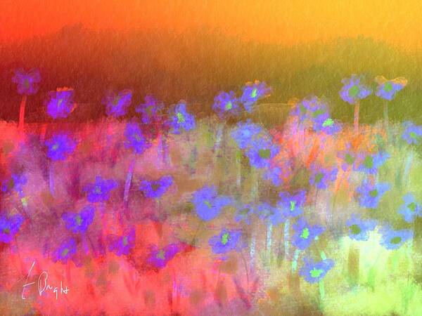 Flowers Painting Poster featuring the digital art Flowers at Dusk by Frank Bright
