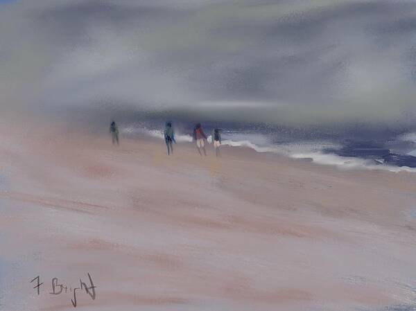 Ipad Painting Poster featuring the digital art Fog On Folly Field Beach by Frank Bright