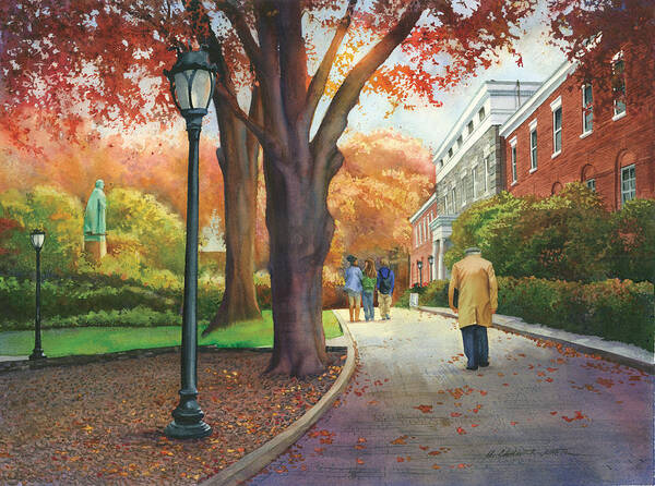 Fordham Poster featuring the painting Fordham University Administration Building by Marguerite Chadwick-Juner