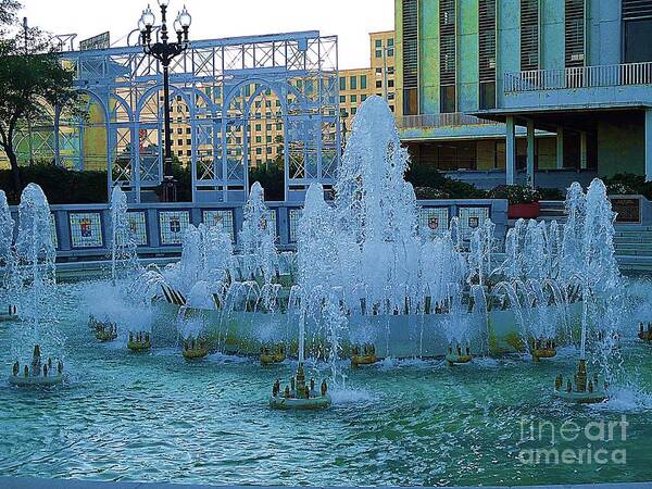 French Quarter Fountain Poster featuring the photograph French Quarter Water Fountain by Saundra Myles