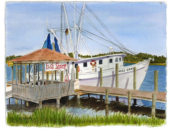 Boat Poster featuring the painting Fresh Shrimp by Jill Ciccone Pike