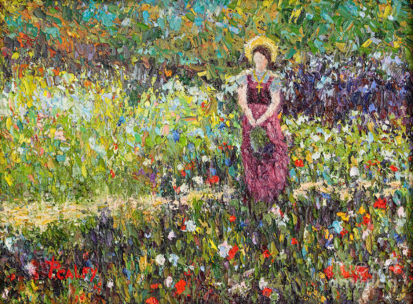 Impressionism Poster featuring the painting Garden Girl by Pattie Calfy