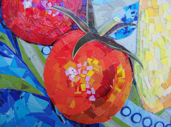 Collage Poster featuring the mixed media Garden Harvest Collage Detail by Shawna Rowe