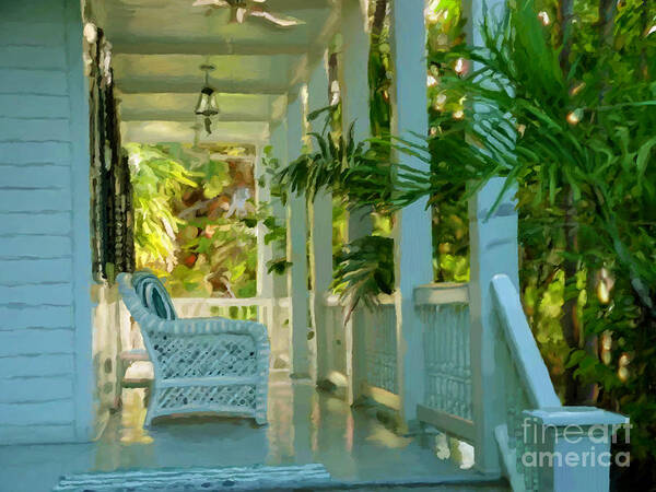 Gardens Porch Poster featuring the painting Gardens Porch in Key West by David Van Hulst