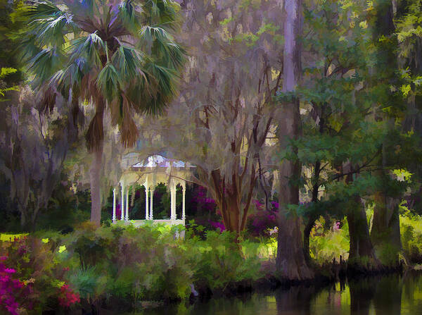 Landscape Poster featuring the photograph Gazebo at Magnolia Gardens by Sharon M Connolly