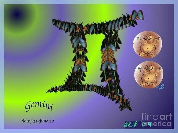 Gemini Poster featuring the digital art Gemini by Alice Terrill and William Baumol by Alice Terrill