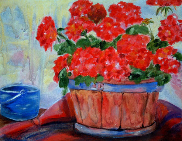 Flowers Poster featuring the painting Geraniums by Portraits By NC