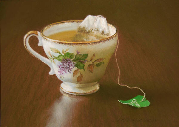 Teacup Poster featuring the painting Go Green Tea by Barbara Groff