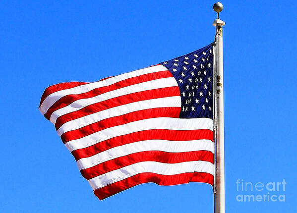 American Flag Poster featuring the photograph God Bless America by Judy Palkimas