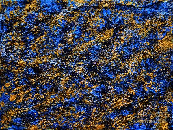 Acrylic Poster featuring the painting Gold and Blue by P Dwain Morris