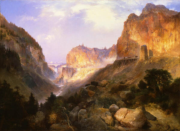 Thomas Moran Poster featuring the painting Golden Gate Yellowstone National Park by Thomas Moran