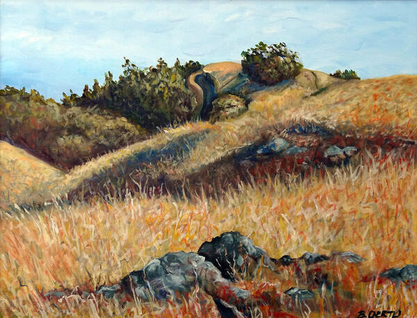 Landscape Poster featuring the painting Golden Hills by Barbara Oertli