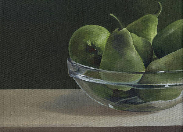 Green Poster featuring the painting Green Pears by Natasha Denger