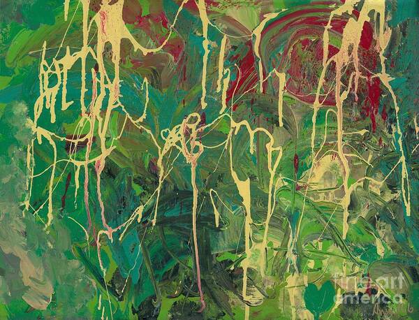 Abstract Poster featuring the painting Green Yellow Abstract by Ania M Milo