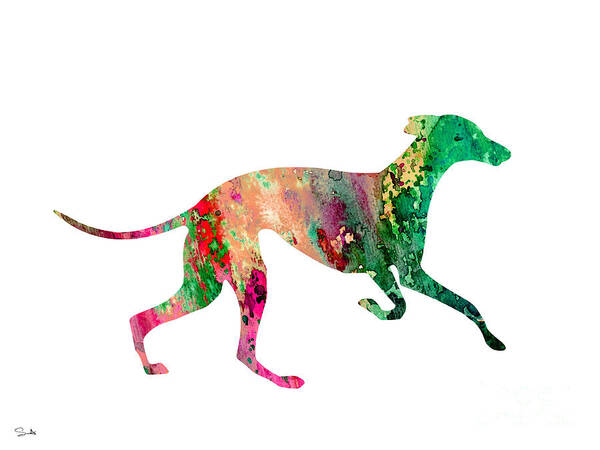 Greyhound Watercolor Print Poster featuring the painting Greyhound 2 by Watercolor Girl