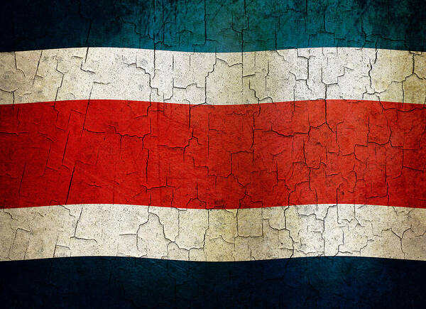 Aged Poster featuring the digital art Grunge Costa Rica flag by Steve Ball