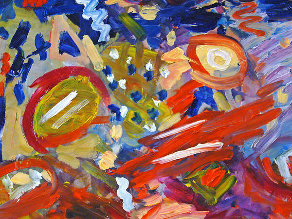 Abstract Oil Poster featuring the painting Guns are Chaos by Barbara Anna Knauf