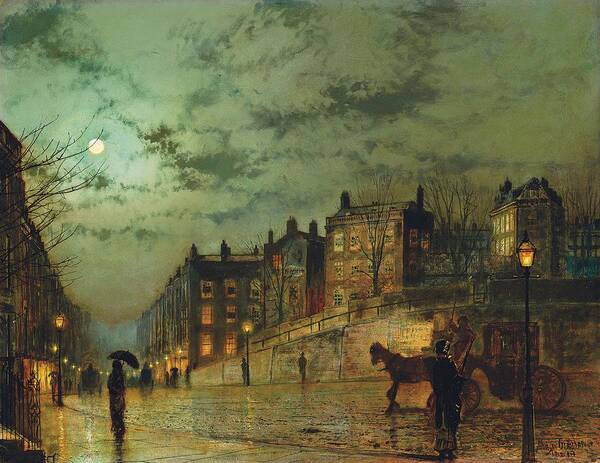 Grimshaw Poster featuring the painting Hampstead Hill, Looking Down Heath Street, 1881 by John Atkinson Grimshaw