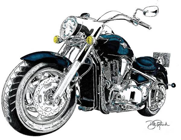 Harley Poster featuring the drawing Harley Davidson by Bill Richards