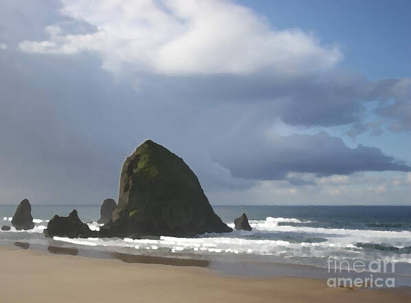 Monolith Poster featuring the photograph Haystack Rock by Jeanette French