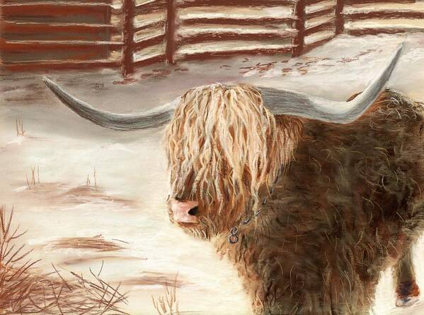 Countryside Poster featuring the painting Highland Bull by Anastasiya Malakhova