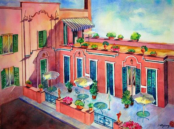 Building Poster featuring the painting Hotel in Rome by Betty M M Wong