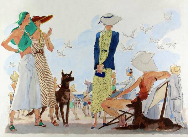 Fashion Poster featuring the digital art Illustration Of Women In Beachwear by Jean Pages