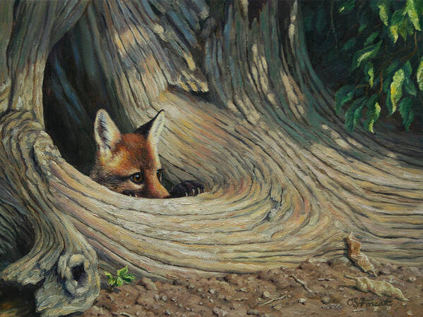 Dog Poster featuring the painting Fox - It's a Big World Out There by Crista Forest