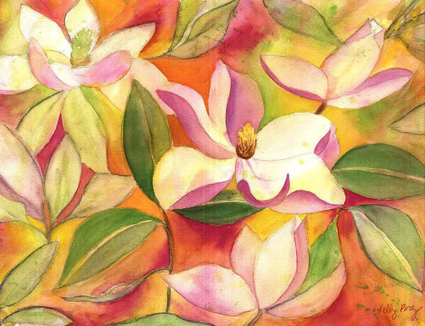 Japanese Magnolia Poster featuring the painting Japanese Magnolia by Kelly Perez