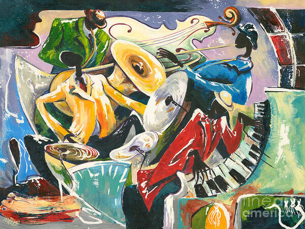 Canvas Prints Poster featuring the painting Jazz No. 3 by Elisabeta Hermann