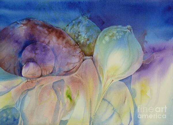  Watercolour Poster featuring the painting Jellyfish Onions by Donna Acheson-Juillet