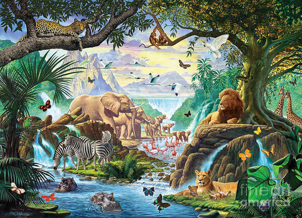 Africa Poster featuring the digital art Jungle Five by MGL Meiklejohn Graphics Licensing