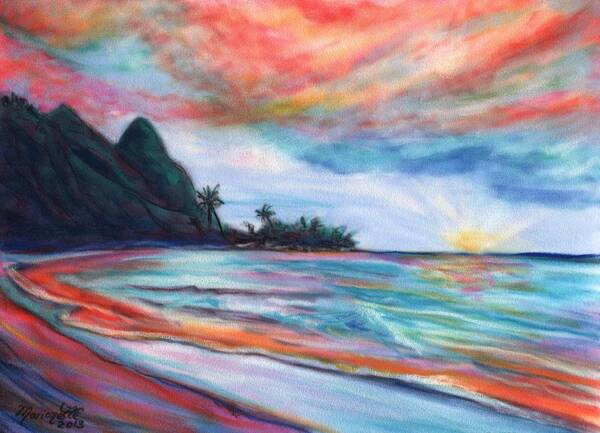 Kauai Sunset Poster featuring the pastel Kauai Bali Hai Sunset by Marionette Taboniar