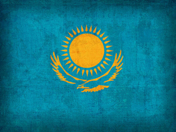 Kazakhstan Flag Vintage Distressed Finish Poster by Design