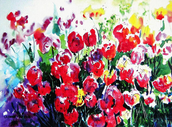 Tulips Poster featuring the painting LaConner Tulips by Marti Green
